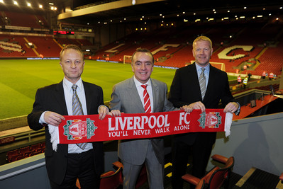 Celebrating the announcement of the Partnership between Liverpool FC and Warrior Sports were (L to R): Richard Wright (General Manager, Football - Warrior Sports), Ian Ayre (Managing Director, Liverpool FC) and Ben Haworth (Sports Marketing Manager, Football - Warrior Sports).